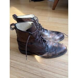 Frye Boots Mens 8.5 Red Brown Lace Up Leather 84716